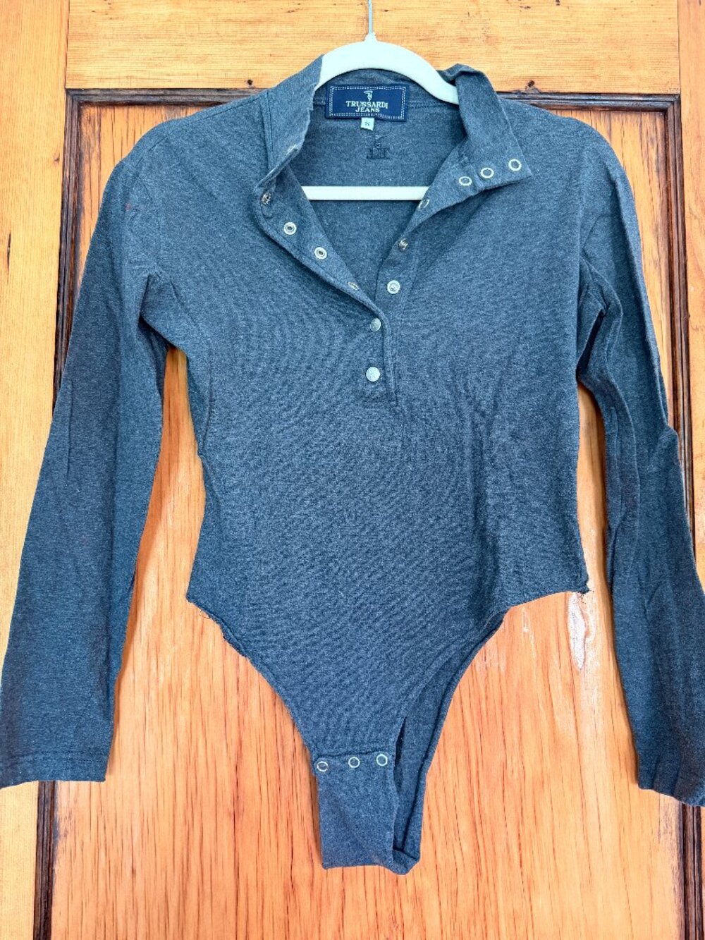 Vintage Trussardi Jeans Grey Bodysuit. Size Small.
